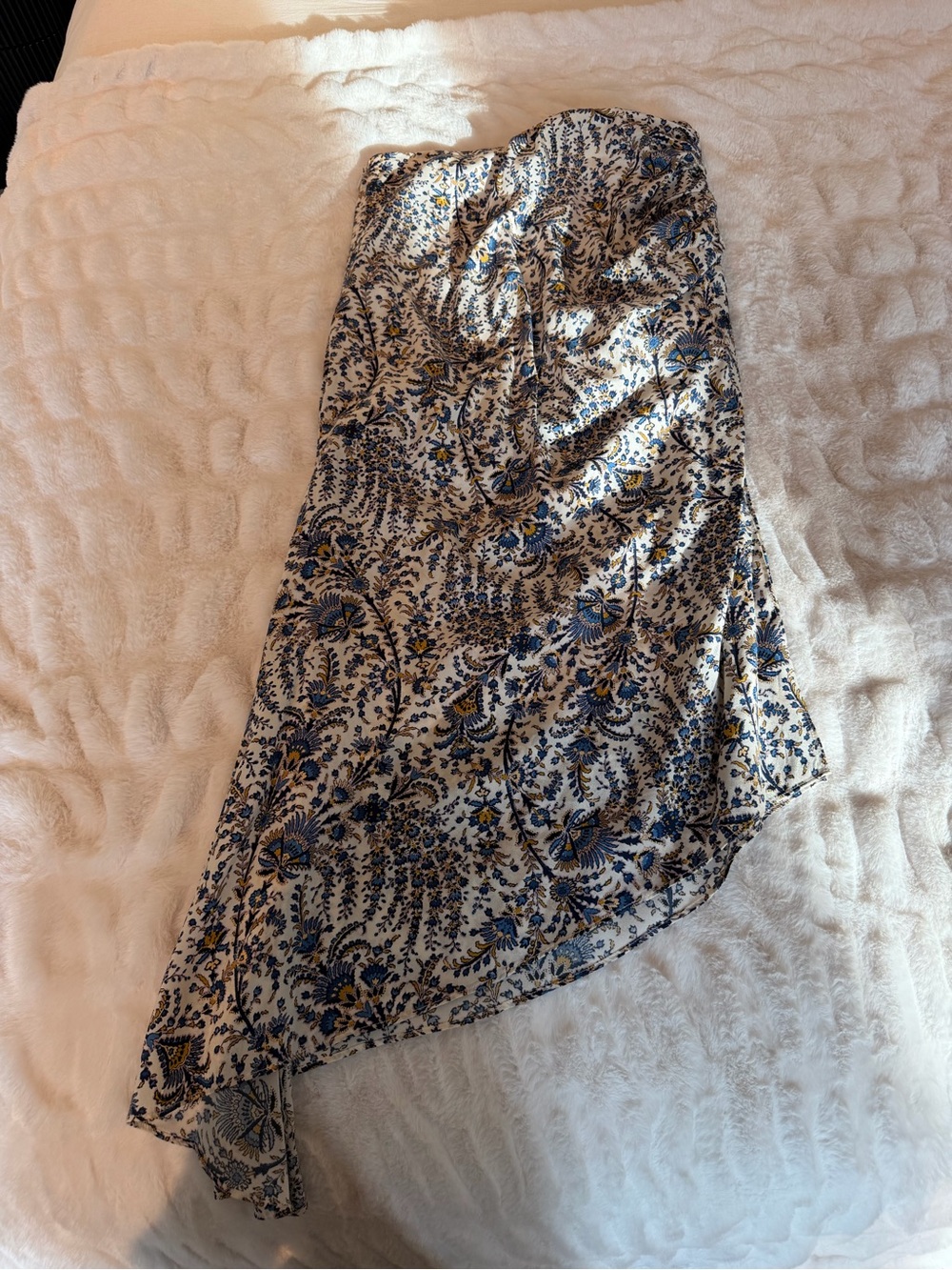 Veronica Beard Blue and Cream Asymmetrical Floral Midi Skirt